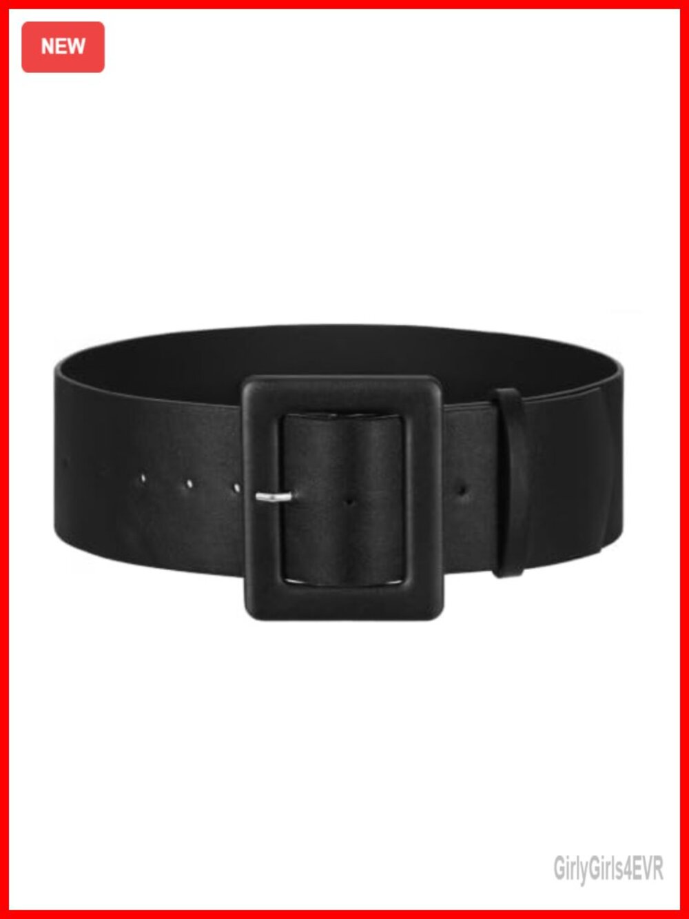 Wide Faux Leather Belt Square Buckle Waist Belt for Dresses